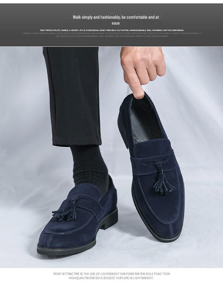 Men's Plus Size Matte Leather Tassel Loafers: Pointed Toe Business Casual Dress Shoes
