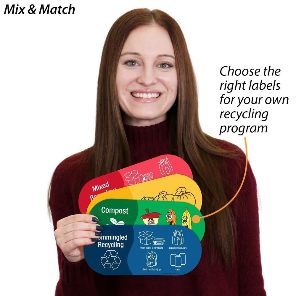 Naklejka na kosz do segregacji śmieci Wodoodporna Samoprzylepna Naklejka Recykling Mieszany Naklejki z Logo Winylowe Naklejka na Kosz na Śmieci Etykieta