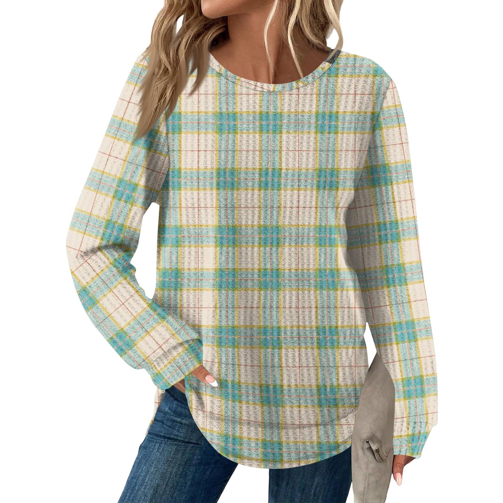 

Женский модный повседневный свободный топ с круглым вырезом и длинными рукавами с принтом S