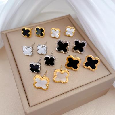 Fritillary Clover Minimalist Stud Earrings Cold Men'S And Women'S Earrings Personality Temperament Banquet Earrings