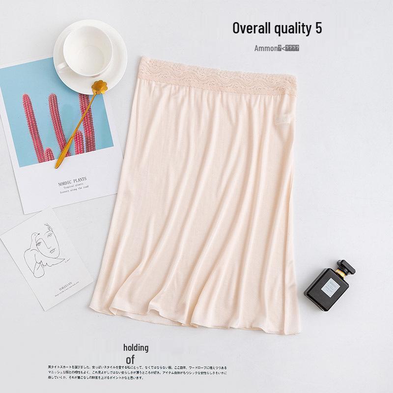 Guolian Γυναικείο Υποκίνουστο Σλιπ Νυχτικό από Μουριά Μεταξωτό με Δαντελένια Λεπτομέρεια (Αντιέκθεση)