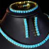 Elegant Blue Zirconia Turquoise Necklace Three-Piece Set for Women