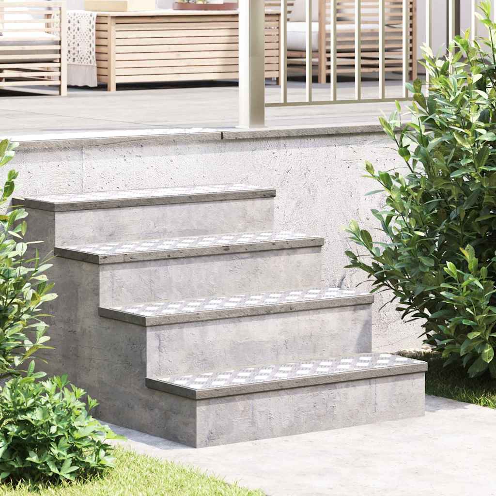 Treppenstufe Trittstufe Rechtwinklig 4 Stück Silber 80 x 20 cm Aluminium