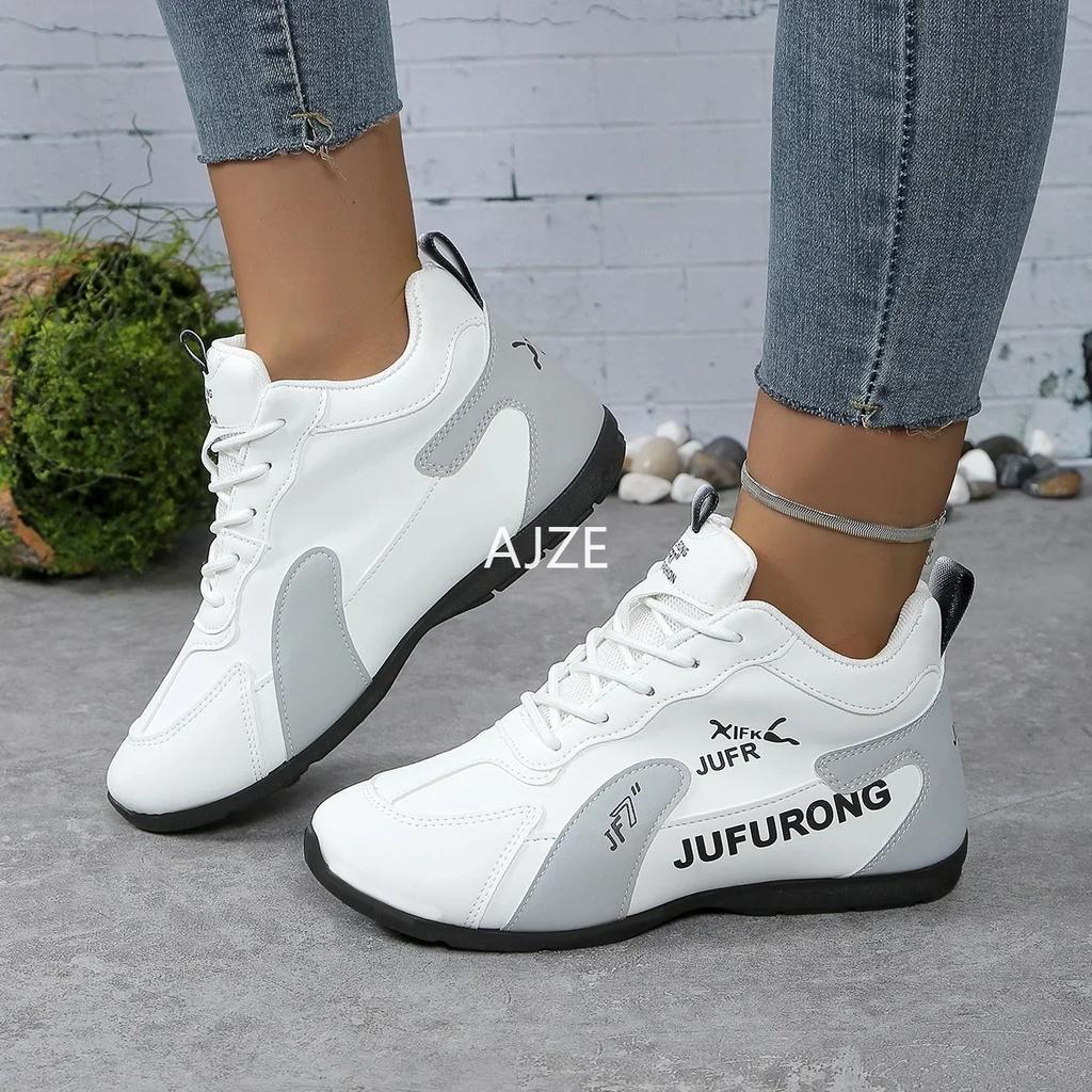Women's Lightweight Leather Waterproof Sneakers with High Breathability and Non-Slip Platform