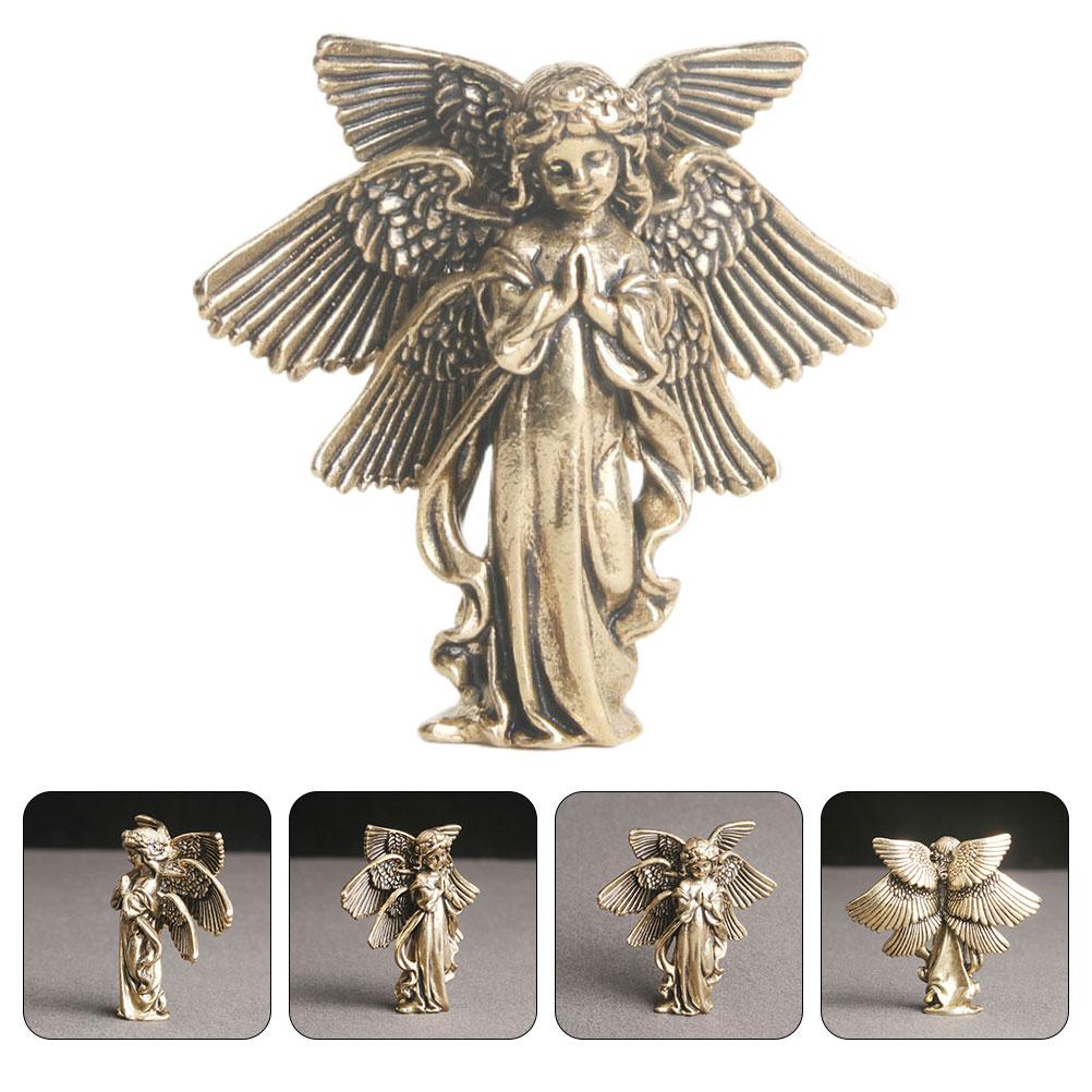 

Латунный Серафим Внутренний Настольный Декор Шкаф Статуэтка Ремесло Изысканная Фигурка в Форме Ангела Винтаж 5x4.6cm