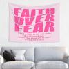 VIKAMA Faith Over Fear Tapestry Pink Christian Quote Design For Inspirational Decor Bedroom Wall Styling and Photo Backdrop