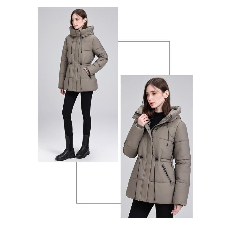 Women S Mid Length Hooded Padded Cotton Coat Slim Fit Casual Outerwear