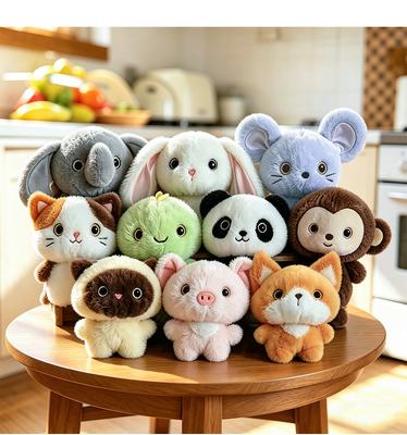 15cm Super Cute Animal Plush Pendant Mouse Fox Monkey Elephant Pig Rabbit Plush Doll Keychain Companion Doll Child Gift