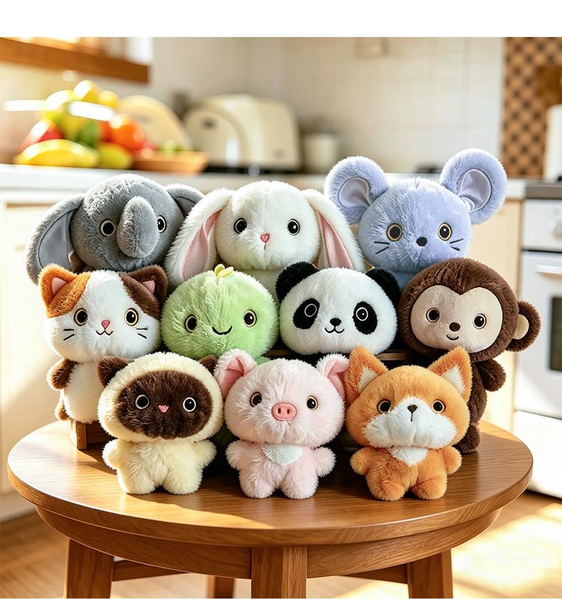 15cm Super Cute Animal Plush Pendant Mouse Fox Monkey Elephant Pig Rabbit Plush Doll Keychain Companion Doll Child Gift