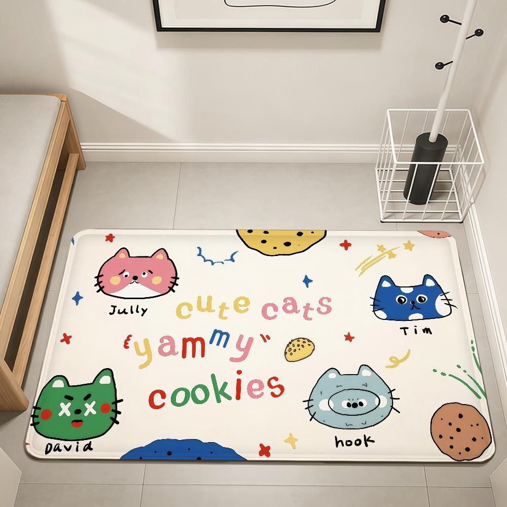 

Cute cartoon animal kitten graffiti Home Bedside Rug Kitchen Bath Floor Mat Hallway Balcony Carpet Entrance Doormat hogar Decor 40cm x 60cm