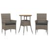 VidaXL Garden Dining Set and Cushions 3 Pcs Grey Rattan Acacia 3278731