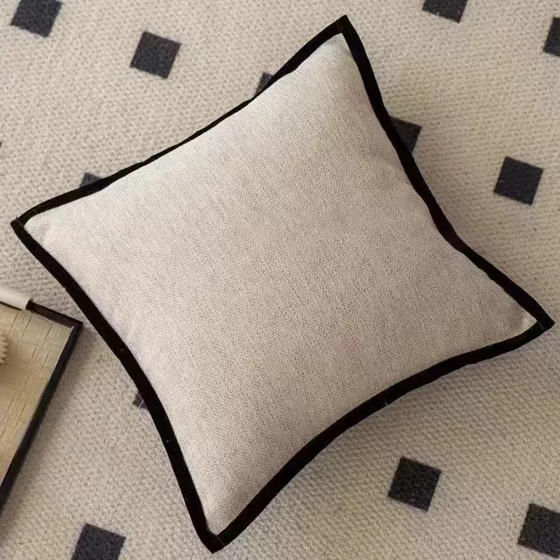 French Medieval Style Pillowcase Black Border Retro Green Cushion Cover American Home Living Room Sofa Decor Waist Pillow Covers