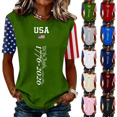 Women's Fashionable Casual Short Sleeve Print Round Neck Pullover Top