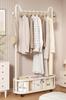 Slim Clothes Rack with Storage, Side Hooks, and Casters. [22mm Diameter Carbon Steel Tube, Sturdy, 50kg Load Capacity] [Easy Assembly] [Will Not Tip O