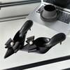 Fashion Eilyken Spring Sexy Butterfly-knot Women Slipper Pointed Toe Slip On Ladies Shoes Elegant Thin Heel Mules Dress Sandals