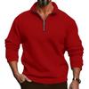 Mens Casual Solid Color Half Zip Stand Collar Long Sleeve Pullover Sweatshirt