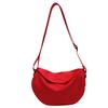 Canvas Bag Women's New Red Small Dumpling Bag Solid Color Simple Single Shoulder Crossbody Bag