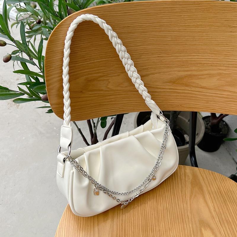 Niche Design Bag for Women, Pleated Personality Cloud Bag, Handbag, Simple Versatile Fashion Zipper Chain Underarm Bag