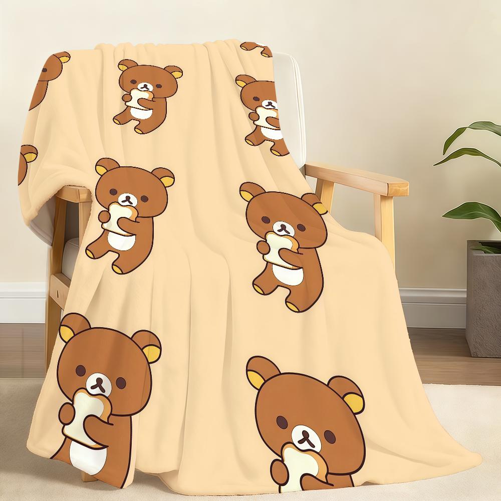 Cute Kawaii R Rilakkuma S Blanket Soft Throw Blanket for Home Bedroom Bed Sofa Picnic Travel Office Rest Cover Blanket Gift 75x90cm