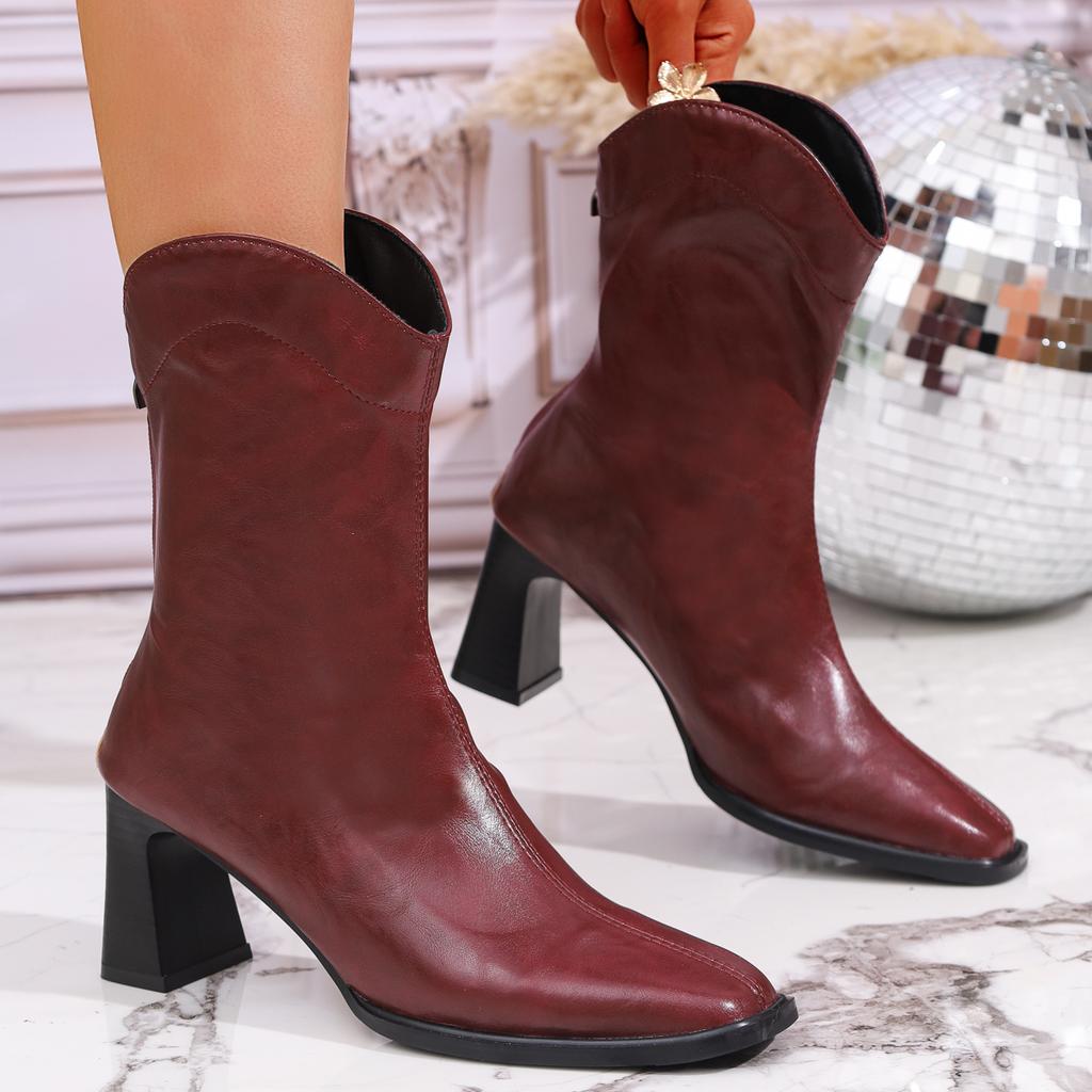 Pointed Toe Women Ankle Boots Thick Heel Women Modern Short Booties Fashion Elegant Soft Leather Shoes Fashion Outdoor Shoes