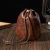 Tragbare Leder-Kordelzugtasche Retro Nordischer Stil Münzaufbewahrung Echte Leder Schmuckaufbewahrungstasche Münzschmuck Aufbewahrung