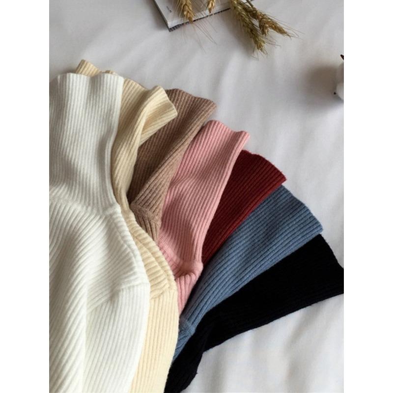 Koszula z dzianiny z wysokim kołnierzem i golfem Wczesna jesień Klasyczny uniwersalny sweter z dzianiny z golfem