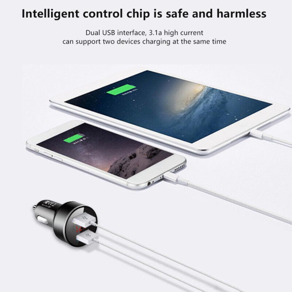 Phone LED Voltmeter Socket Cigarette Lighter For iPhone For Samsung 2-Port Adapter Car Charger