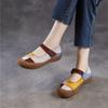 Johnature Genuine Leather Mixed Colors Soft Soled Women's Shoes Retro Round Toe Shallow Flat Shoes