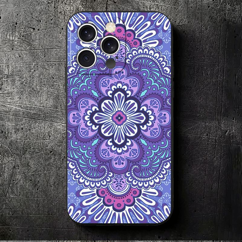 Mandala Style Pattern Soft Phone Case for iPhone 16 16E 17 Air 15 Pro Max 14 Plus 13 Mini 11 12 7 Black Cover Back Shell