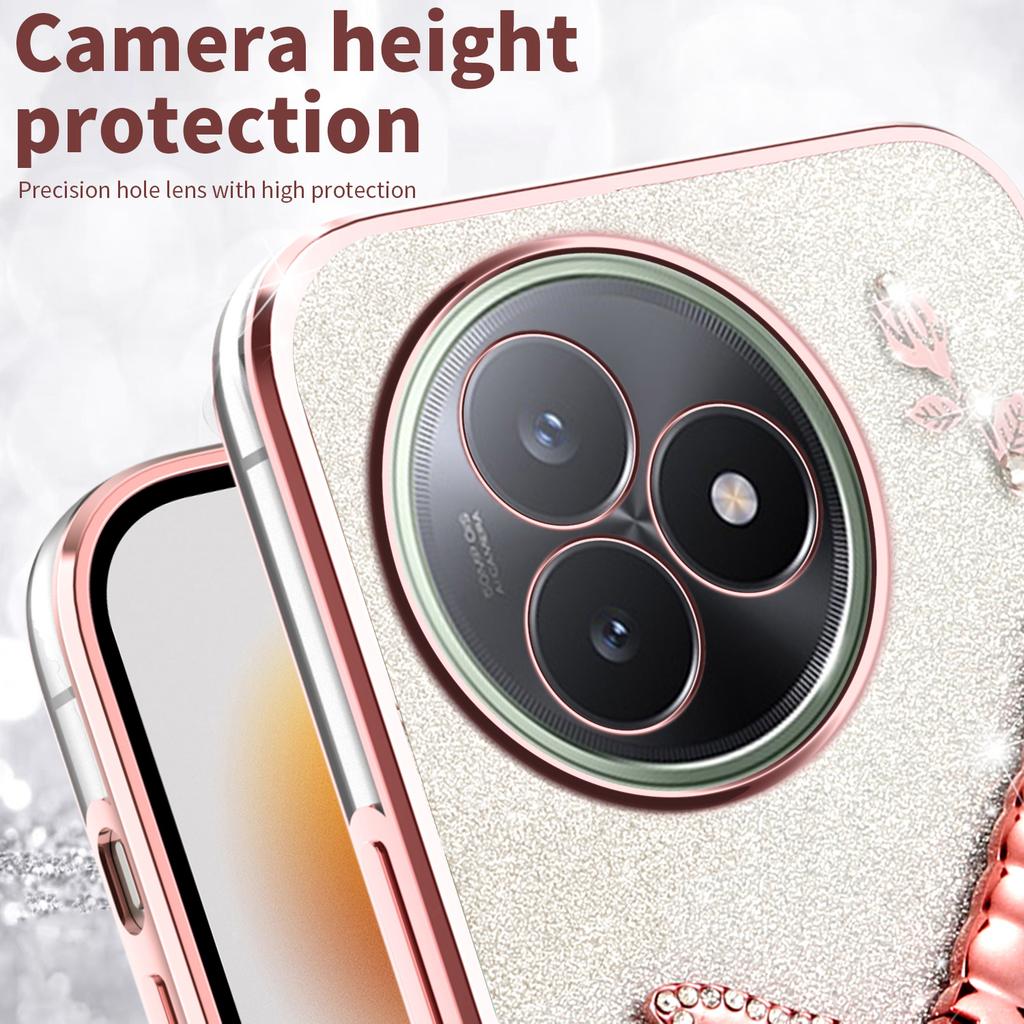 For Xiaomi Redmi K80 Ultra 5G Case Dragonfly Kickstand TPU Flowers Glitter Phone Cover