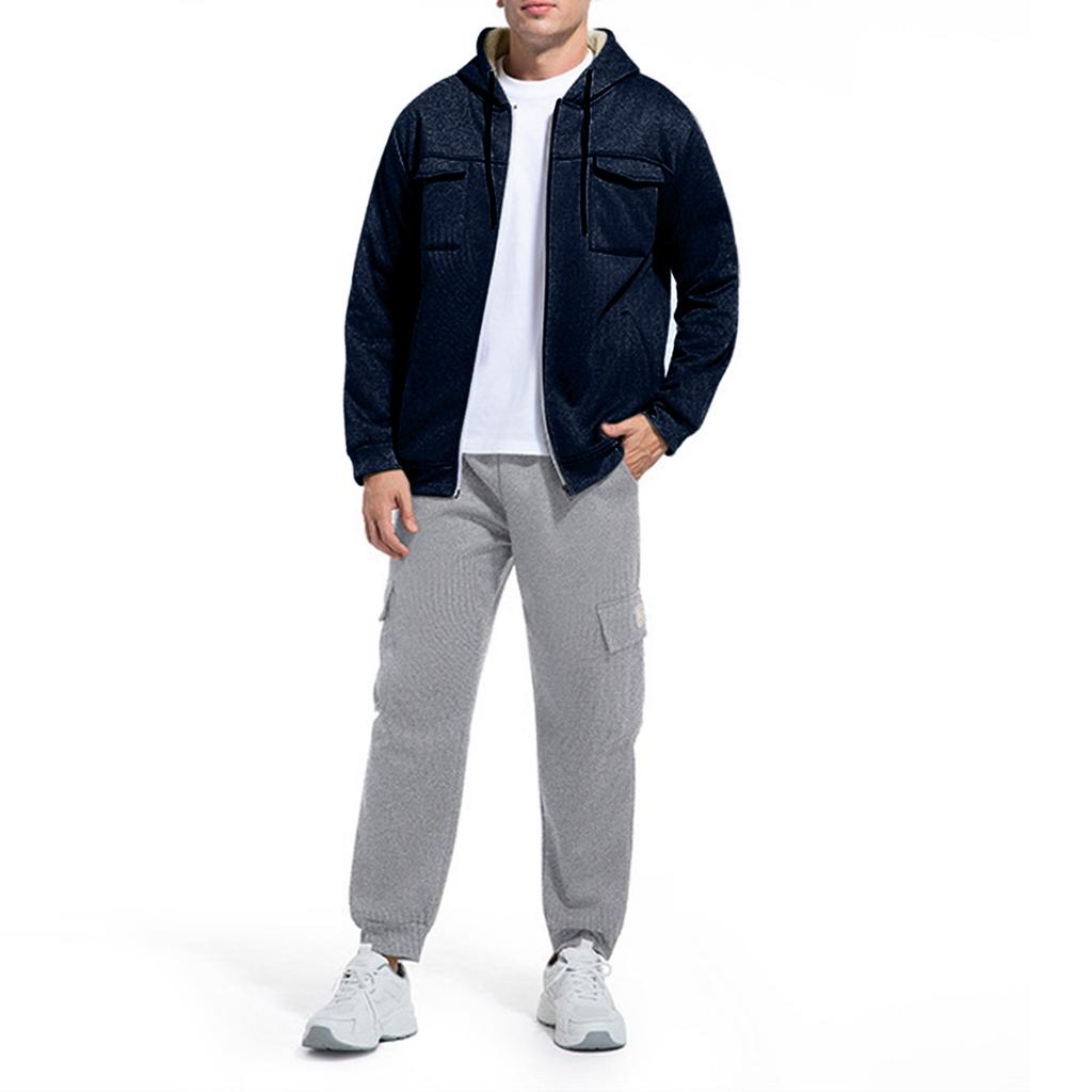 Herren Waverg Reißverschlusstasche Umlegekragen Selbstkultivierung Strickjacke Jacke Set