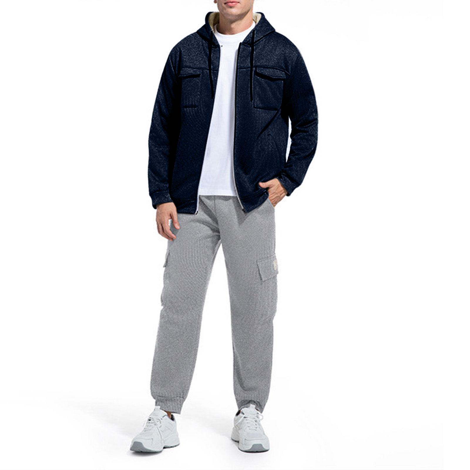 

Мужской Waverg Карман на молнии Отложной воротник Самосовершенствование Кардиган Куртка Комплект XL тёмно-синий