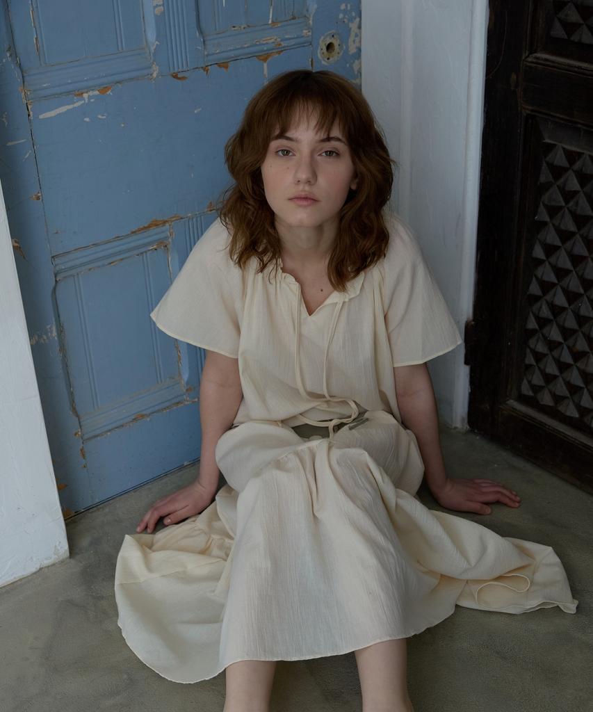 WIOE Rebecca Ribbon Tie Blouse_Cream