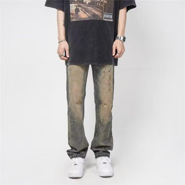 Джинсы мужские JYL Весна Осень Прямые Гонконгский стиль Винтажные Деним M