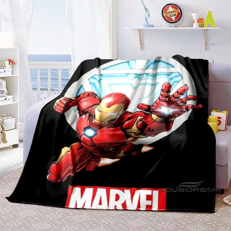 Iron Man Cartoon Comic Funny Expression Blanket, Warm Flannel Sofa Blanket, Home, Bedroom, Travel.