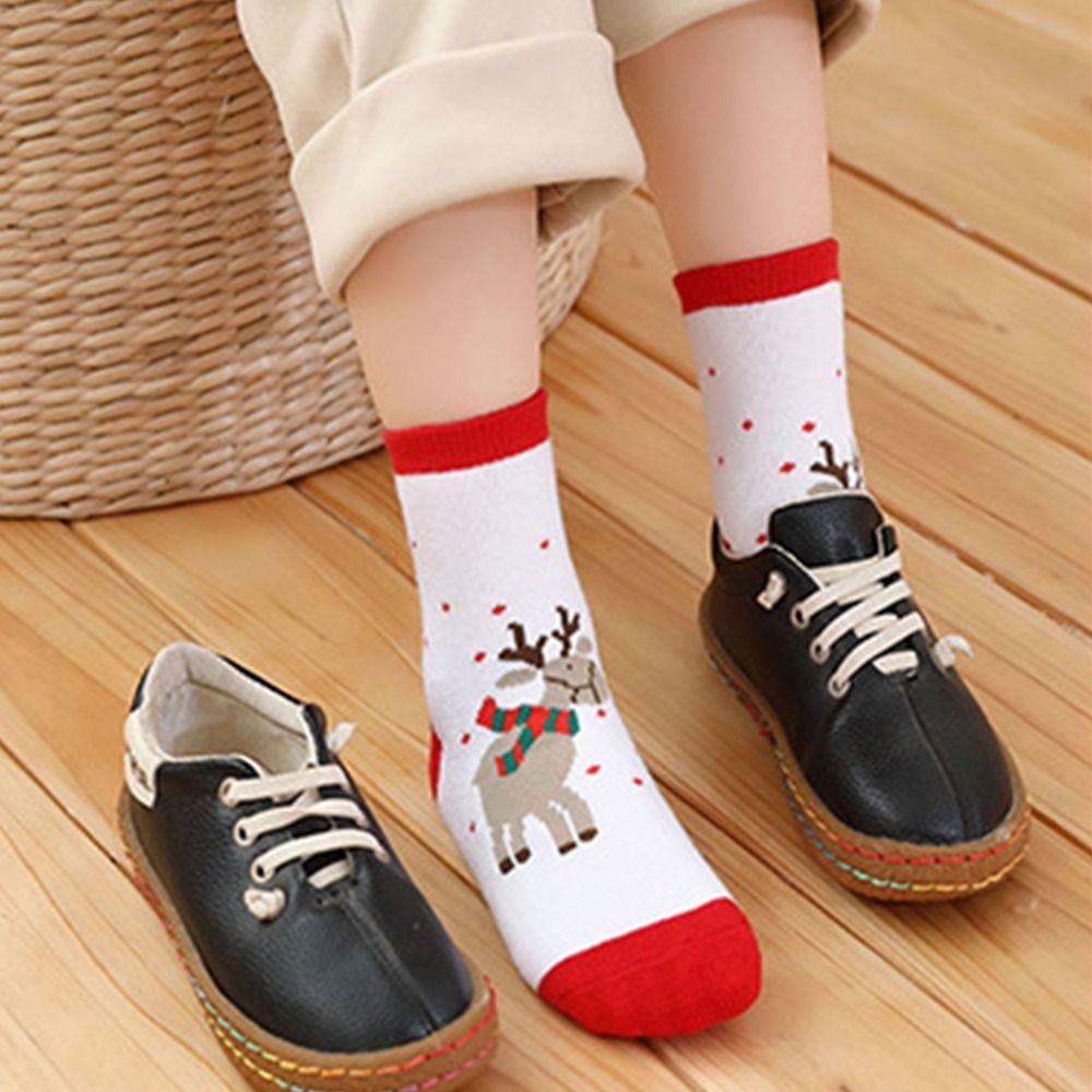 Santa Claus Children Christmas Socks Cotton Mid-Tube Socks Comfortable Cartoon Hosiery  Kid