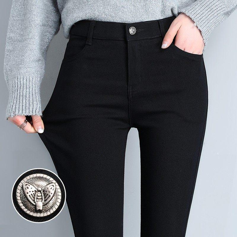 Women's Plus Size Velvet Leggings 2025 - Elastic, Slimming, Thick Black Skinny Pants for Curvy Figures (Up to 200 Jin)