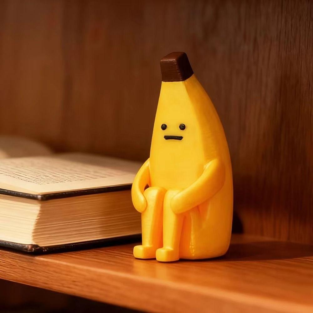PLA Material Anxious Banana Ornaments Yellow Mini Model Desktop Toys Home Decoration