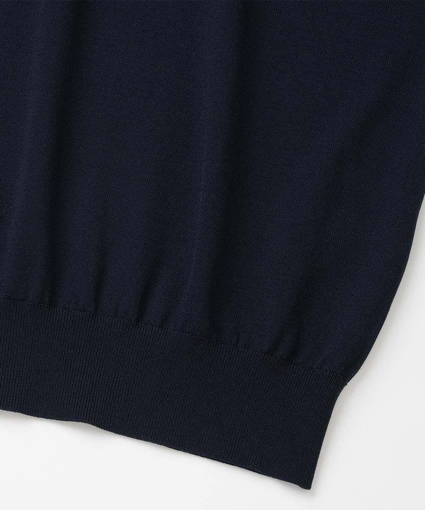XOX Basic Cool Henley Neck Crop Short Sleeve Knit [Navy]
