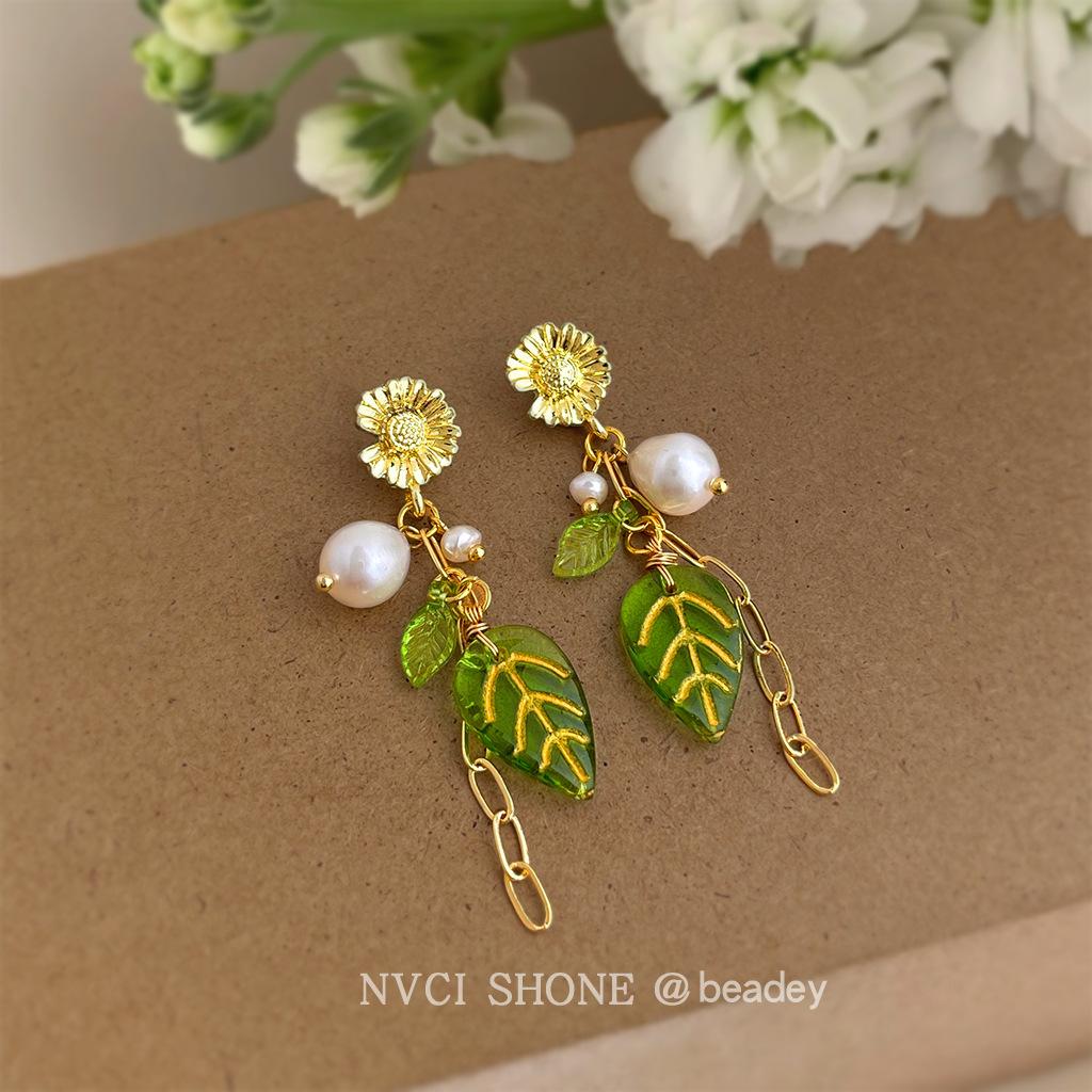 Fresh and sweet pastoral freshwater pearl handmade design sensual long fringed earrings earrings