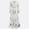 Spring Summer Ladies Elegant Dress Sexy V-neck Print Long Sleeve Big Swing A-line Holiday Dress Women Maxi Dresses Clothing