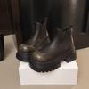 Thick-soled heightening Chelsea boots new thick heel small cigarette tube short boots British Martin boots women's