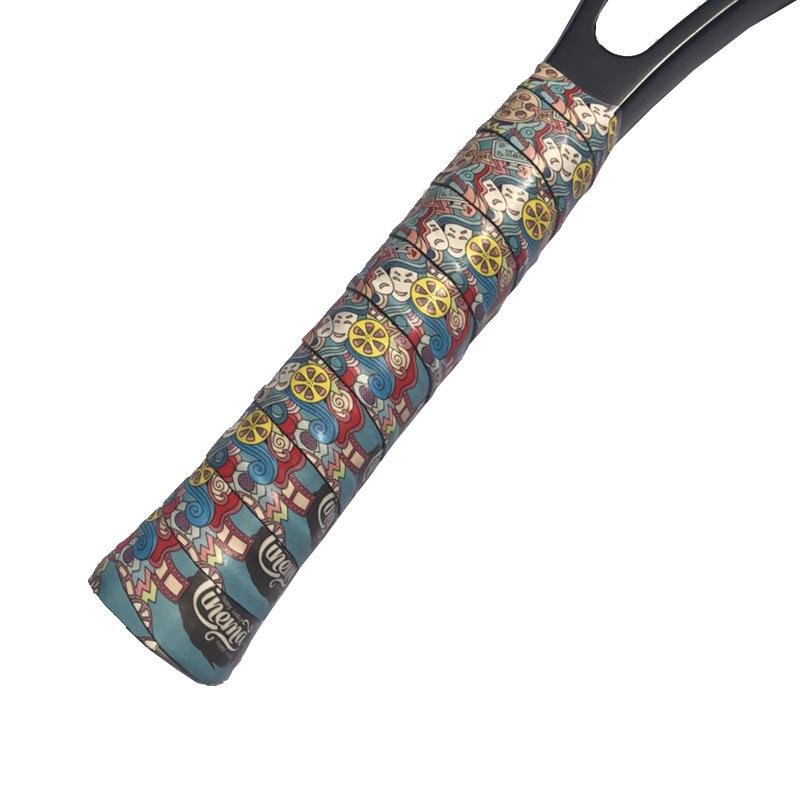 1pc Frosted Print Sweatband 3cm Colorful Mesh Badminton Racquet Grip Adhesive Dry Anti-Slip Sweatband