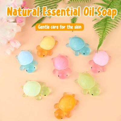 4Pcs Handmade Essential Oil Soap for Kids Natural Ingredients Moisturizing Soap Cute Mini Turtle Shape Handcrafted Fragrance Soap Home Hygiene Gift