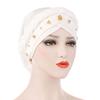 Ensfarget Milk Silke Muslim Hat Bohemian Beads Flettet Elastisk Dame Dame Myk India Cap Beanie