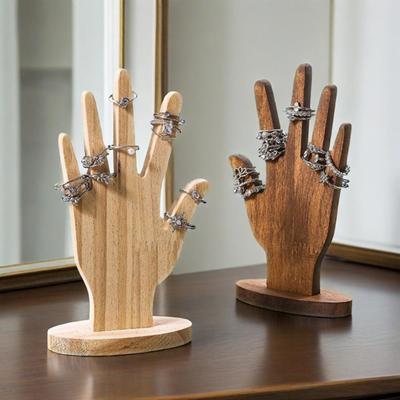 Jewelry Stand Finger Hand Display Holder Sturdy Construction High Stability Multipurpose Decorative Wooden Hand Form Jewelry Display Rack
