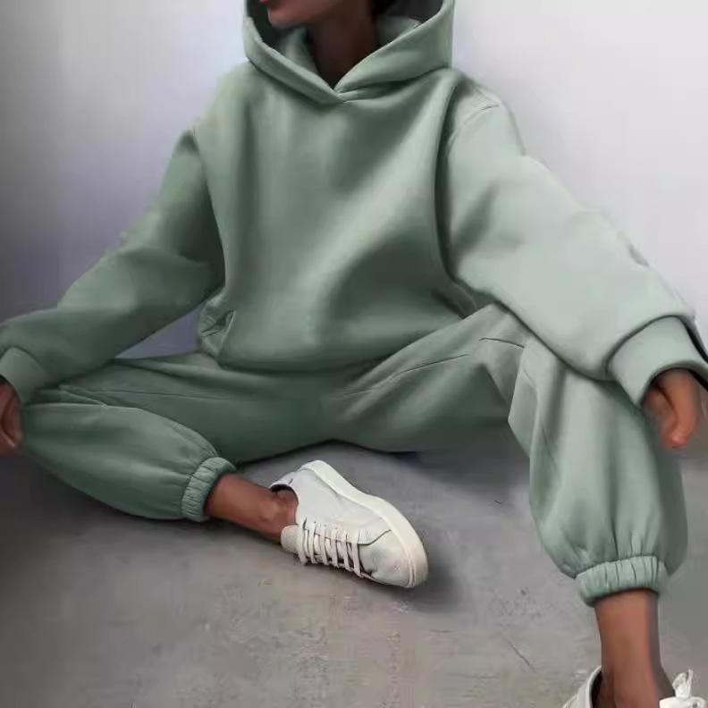 Dámská tepláková souprava s kapucí Sportovní dvoudílný set Streetwear Mikiny Pulovr Kalhoty Oblek Domácí tepláky Kalhoty Outfity