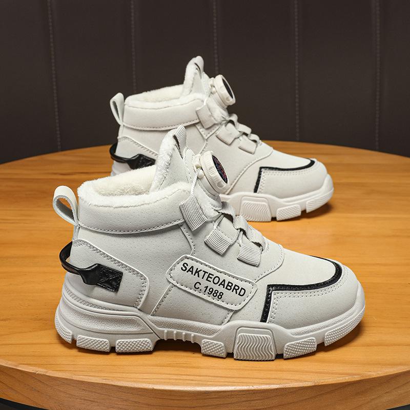 

Зимние детские высокие зимние ботинки 2023 года с вращающимися пуговицами и дополнительным бархатным утеплителем Size 35 бежевый