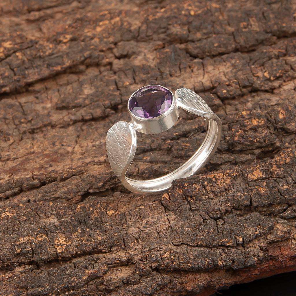 Natural  Amethyst Gemstone 925 Sterling Silver Jewelry Handmade Ring For Women RR-1-4