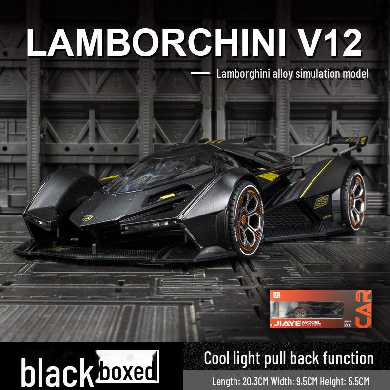 

Jiaye VB24205 Модель гоночного автомобиля Lambo V12 из легкого сплава со звуковыми и световыми функциями - игрушечная машинка для детей и коллекционеров. чёрный